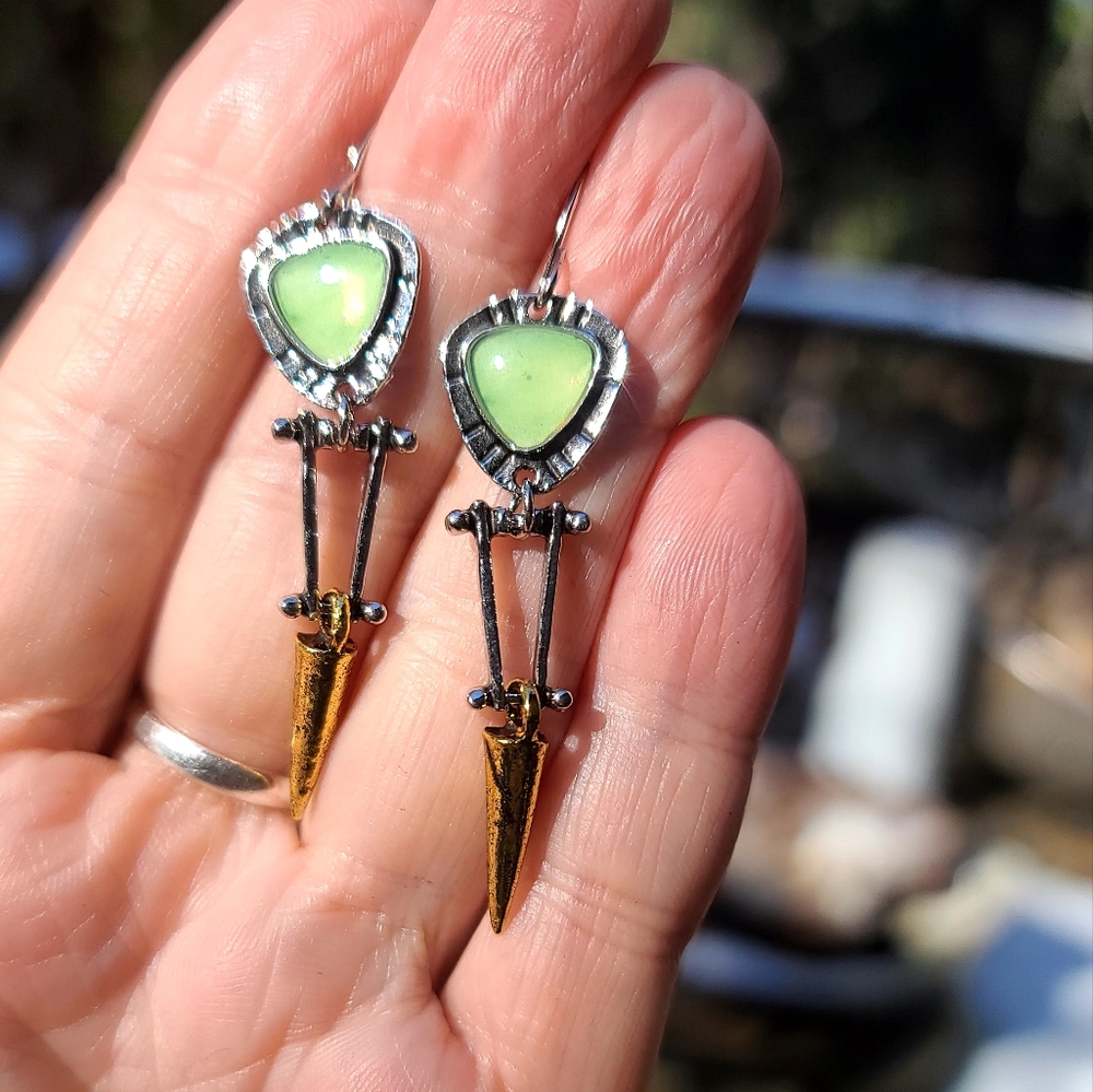 Tribal green Turquoise earrings - Picture 3 of 8
